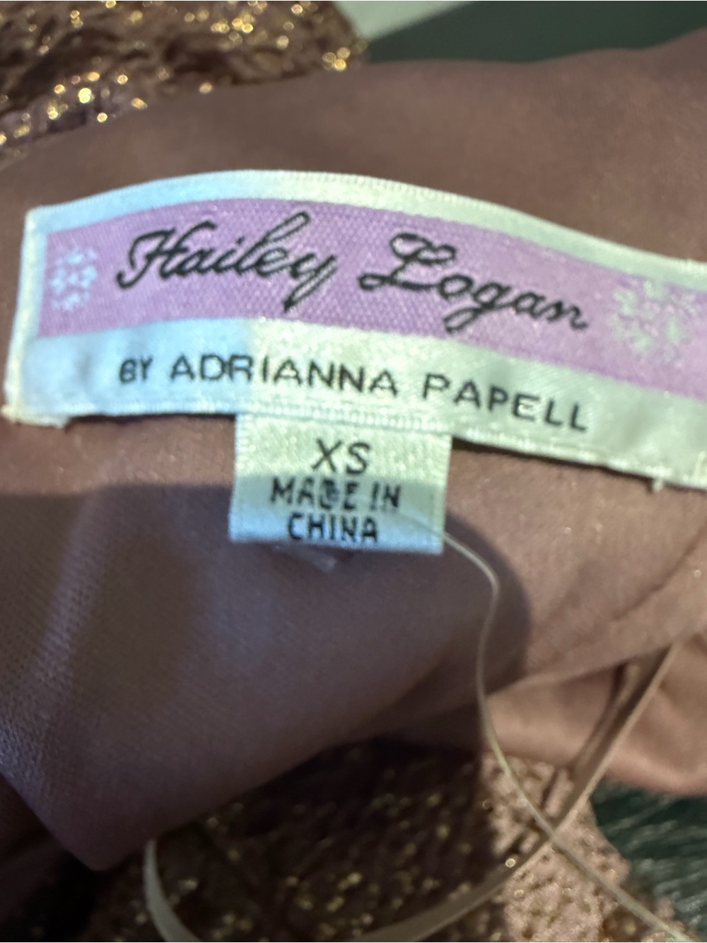 Adrianna Papell Metallic Rose Gold Ruched Mini Dress - Picture 7 of 7